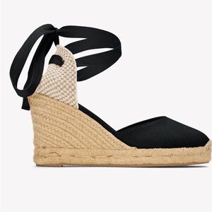 NWT Soludos Black and Tan Espadrille Wedges